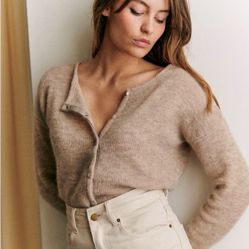 Sezane Gaspard Cardigan - Light Beige